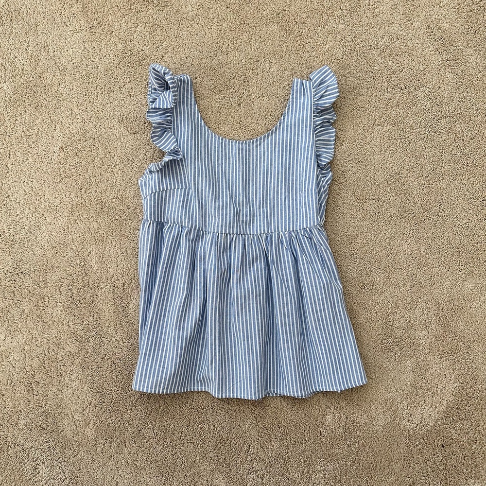 Blue and white striped blouse with cute tie back